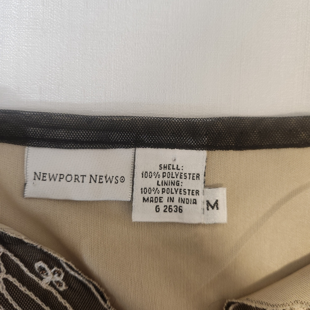 Newport News Embroidered Overlay Midi Dress Black And Cream Size M Y2K Romance - Picture 8 of 13